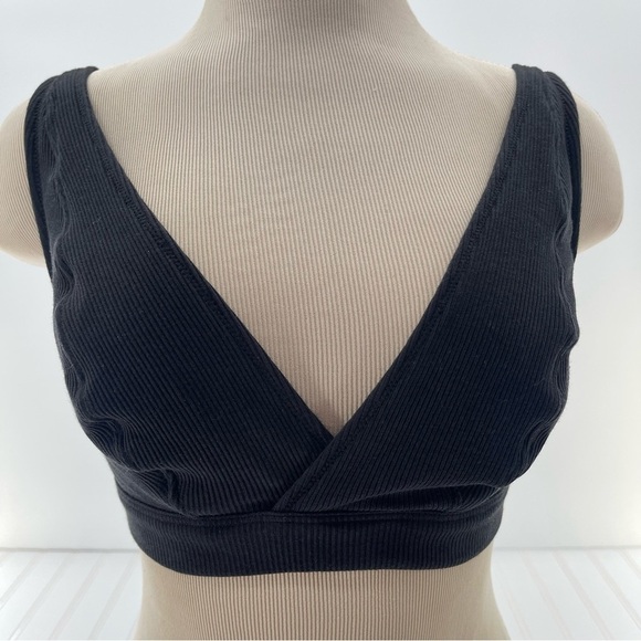 Cacique Unlined High Apex Bralette Black Ribbed Size 36DD - Picture 4 of 11